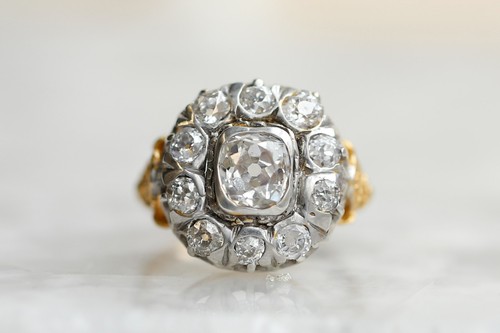 Gold diamond ring antique - gold,