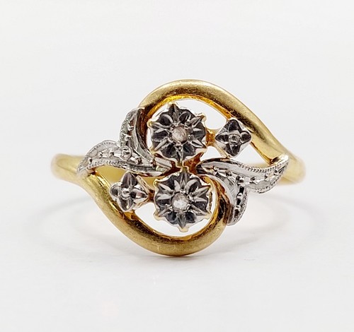 Antique 18k gold and - , rose-cut
