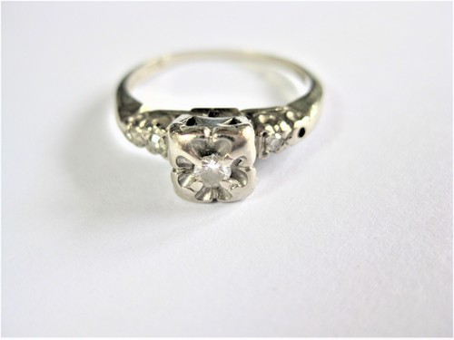 Antique ring white gold 585 - white,