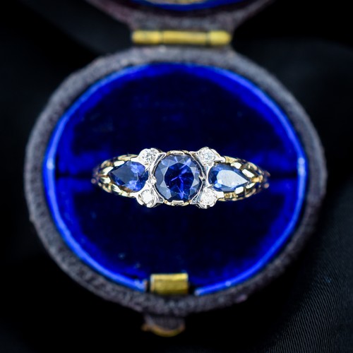Blue iolite and diamond - blue,