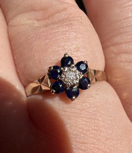 Vintage 9ct gold blue - blue, sapphire