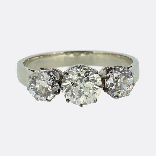 Antique diamond three stone - diamond, three-stone