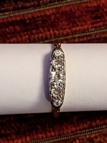 Antique diamond boat ring 18ct - diamond,