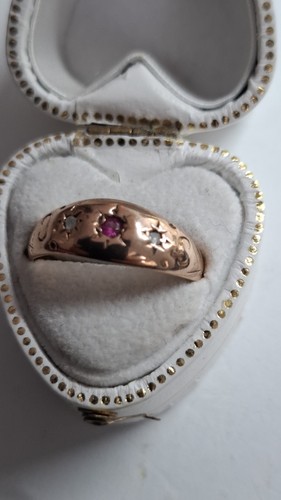 9ct antique ruby and rosecut - and,