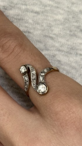 Antique diamond crossover ring - antique,