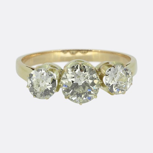 Antique diamond three stone - diamond, three-stone