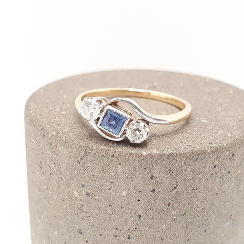 Antique 18ct gold sapphire - 18ct,