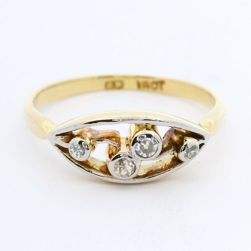 Vintage 18ct gold four - 18ct, stone